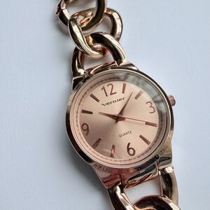 Vernier Rose Gold Tone Chain-Link Women's Quartz Watch